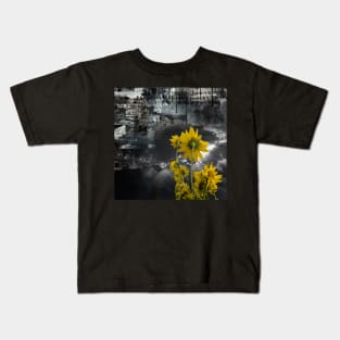 Abstract symbols and yellow flowers Kids T-Shirt